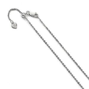 1.75mm Rhodium Plated Sterling Silver Adj. Cable Chain Necklace, 30in